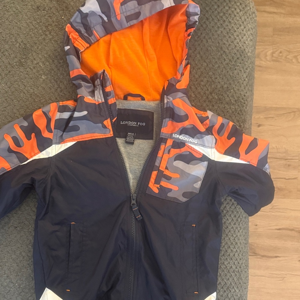 London Fog Kids Raincoat - Orange and Gray Camo